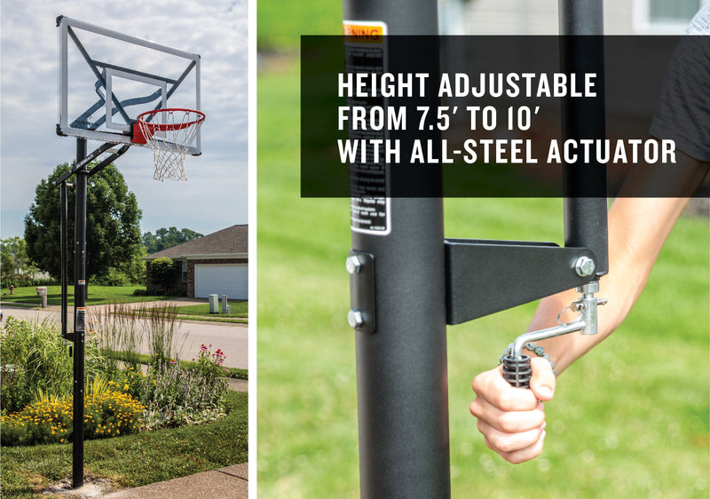 Silverback NXT 54 and NXT 60 In-Ground Basketball Hoops with  Adjustable-Height Basketball Goal Backboard and QuickPlay Design